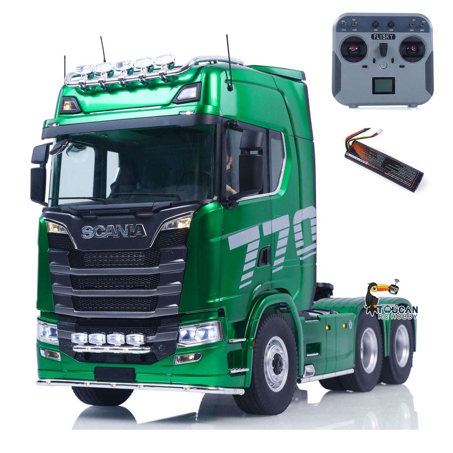 1/14 KABOLITE 6*6 Romote Control Tractor Truck 770S 2Speed Gearbox Axle Locks Electric Windshield Wiper Openable Door Cab Suspension RTR