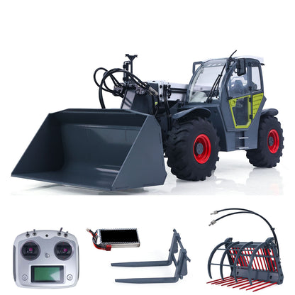 JDM-128 1/14 Metal RC Telescopic Hydraulic Forklift Multifunctional Model 4-Way Vavles Differential Lock 2Axles Steering