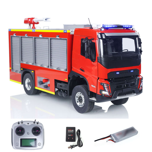1/14 RC Fire Fighting Truck RTR Radio Controlled Car Model VO FMX AWD 2Speed Metal Gerabox Axles Water Spraying Electric Vehicle Light Sound System