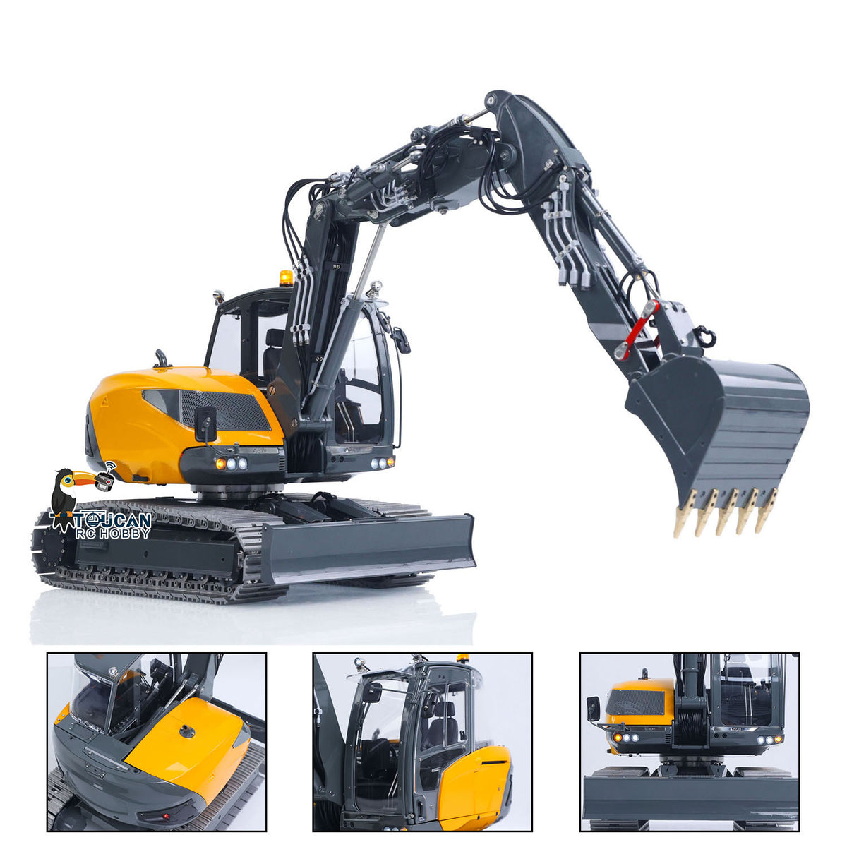 15MC LESU Metal 1/14 Hydraulic RC Excavator MC15 4 Arms Remote Control Digger Model 9 Ways Valve Dual Pumps Light Sound Radio Battery