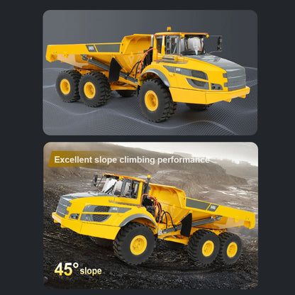 Metal DoubleE 1/16 Remote Control Articulated Dumper 6WD Electric Remote Control Truck Model 10KG Load Capacity Openable Door