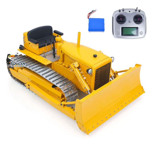 Fast Shipping Metal 1/14 RC Hydraulic Bulldozer D7 Remote Control Dozer Model Engineering Vehicle Flysky Radio Light Sound System Battery