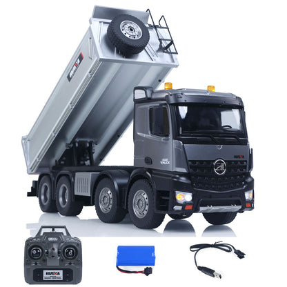 ONLY ONE US STOCK HUINA 1/14 Remote Control Dump Truck 12CH RC Tipper Finished Model Toy Gift RTR Light Sound Effects Radio USB Charging Cable
