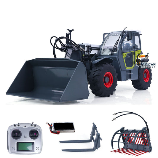 US Stock RTR JDM-128 1/14 Metal Remote Control Hydraulic Telescopic Forklift Painted Model Axle Locks Quick Coupler No Light Sound System