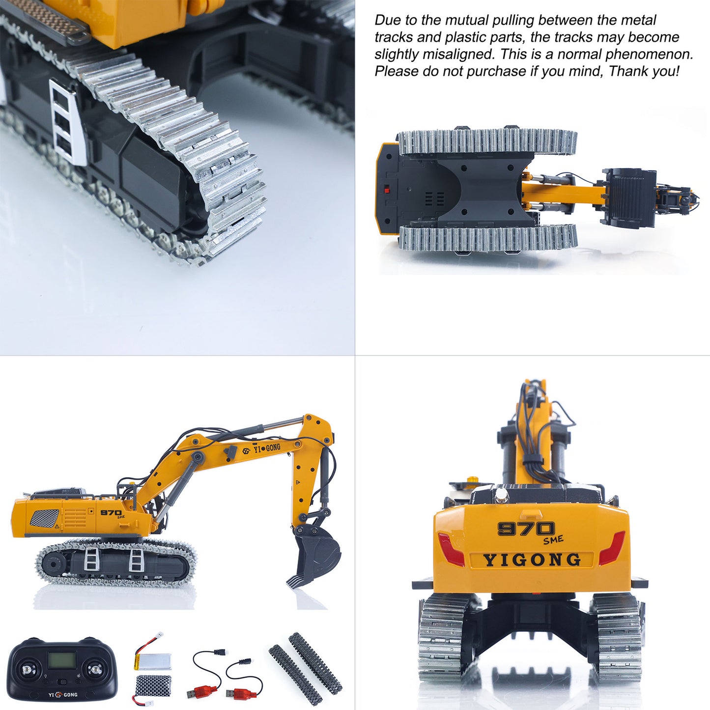 Fast Shipping 1/50 RC Excavator K970 Engineering Vehicle Remote Control Electric Lifting Digger Metal Bucket Tracks Light Sound RTR Battery