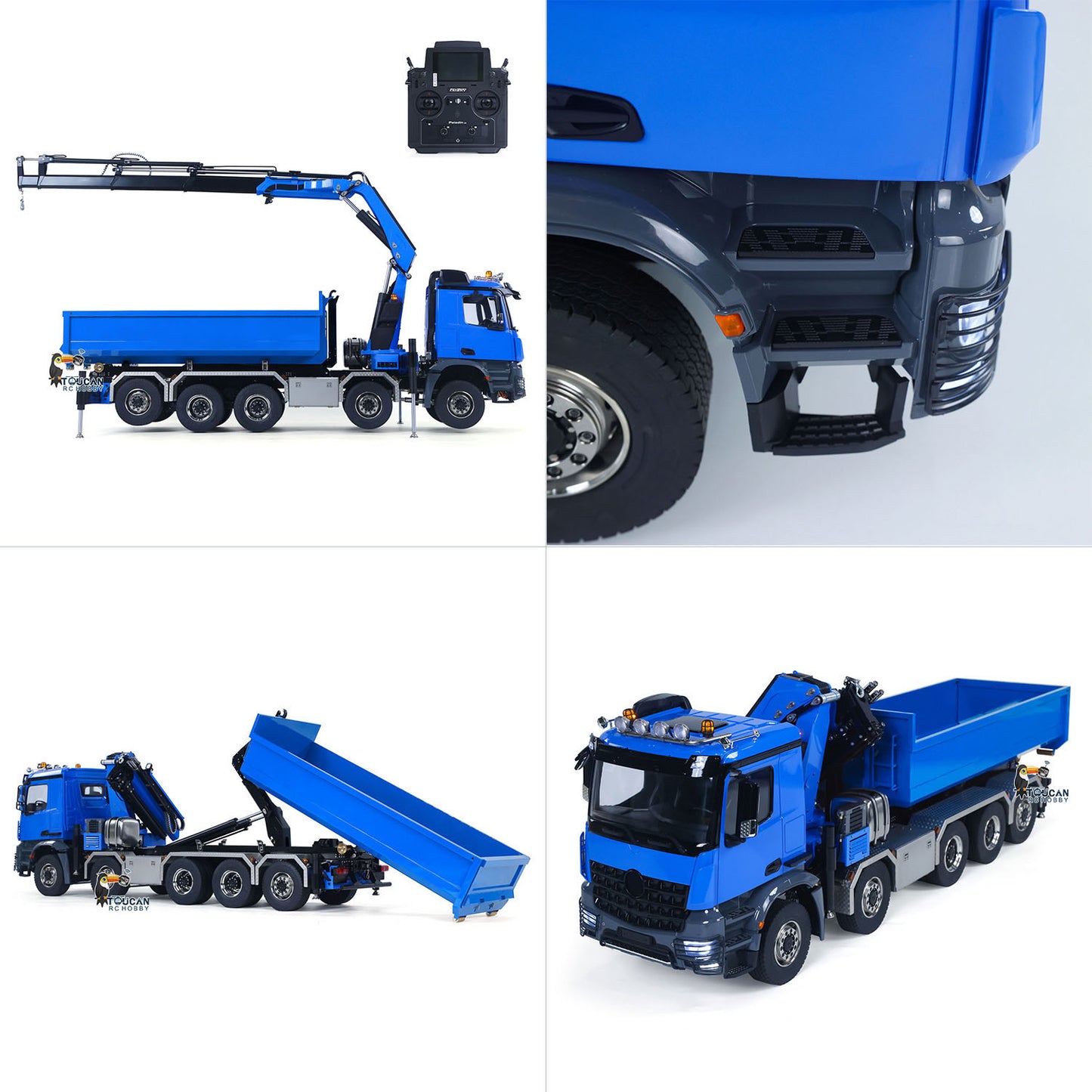 1/14 10x10 RC Hydraulic Full Dump Crane Truck U-shaped Bucket