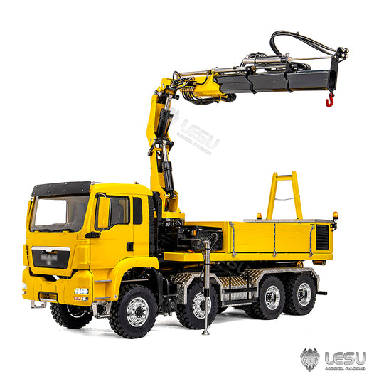 2Speed LESU 1/14 RC Hydraulic Roll on off Dumper Truck Crane Model TGS Metal 8x8 Chassis Electric Tipper 2+7CH Valve Axles Lock Lights Sound