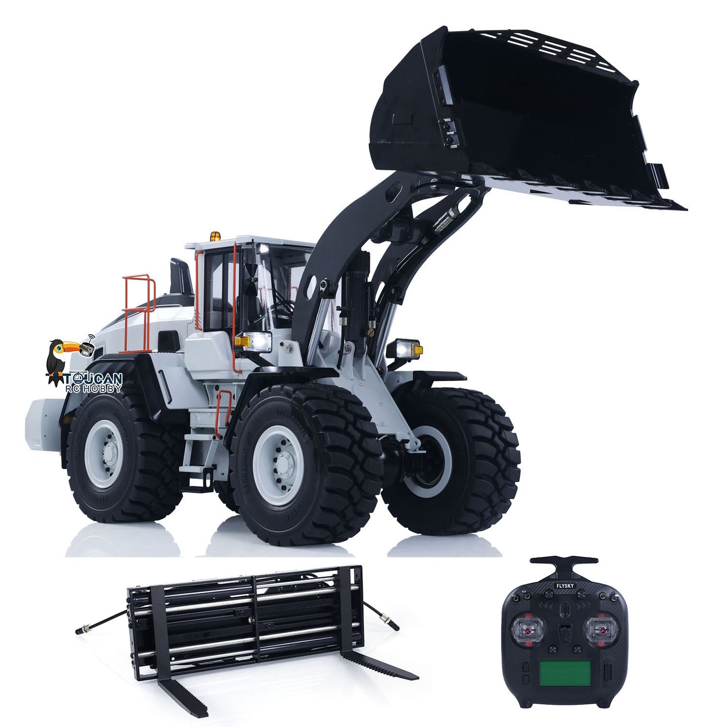 MTRC Metal 1/14 RC Hydraulic Loader E260L 5CH Valves Remote Control Engineering Vehicles Axle Locks Quick Coupler Lights Sounds No Battery