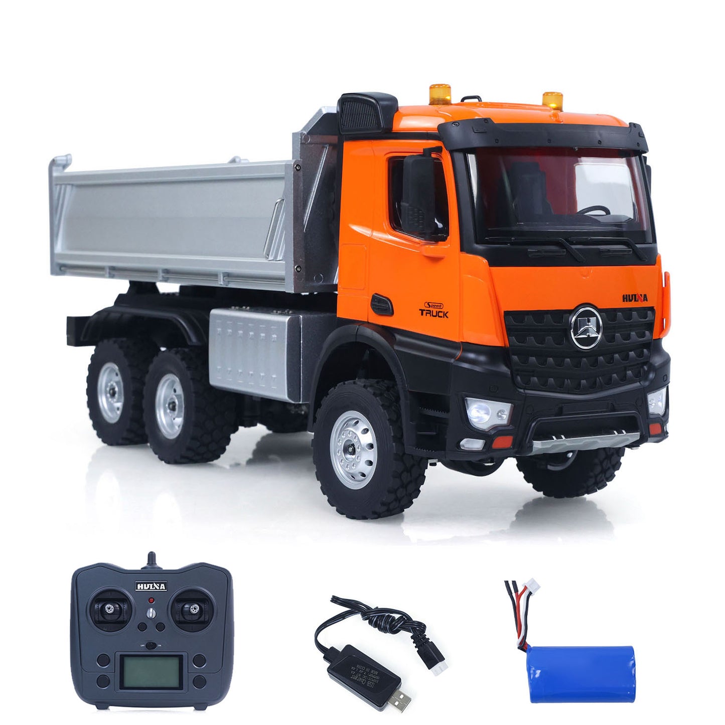 Fast Shipping 1/14 HUINA 1598 2.4G Remote Control Dumper 6*6 Engineering Transport Vehicle Lifting Rod Tipper Car Light Sound Battery Toys