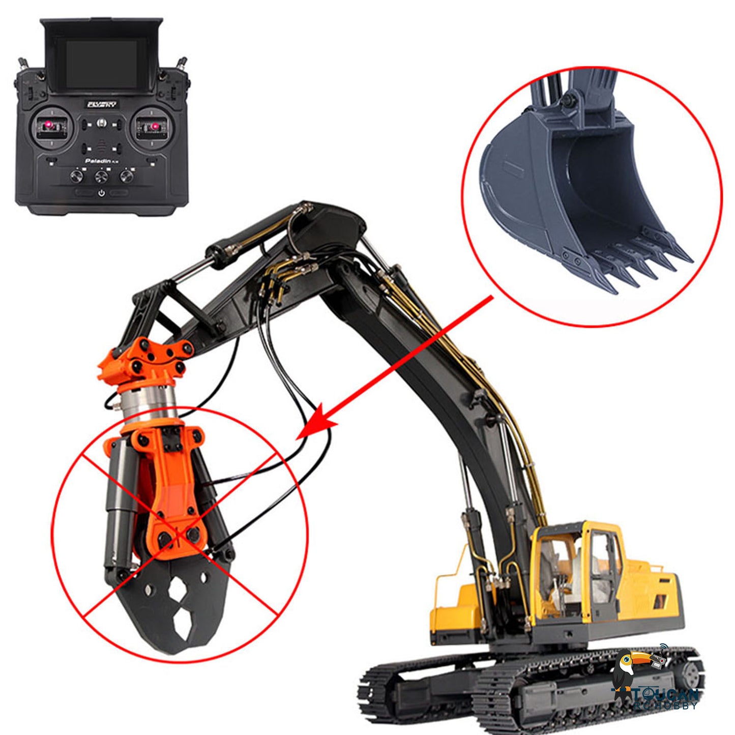 1/14 RC Hydraulic Excavator EC360 JDM V2 Upgrade Digger with Sound Light Module