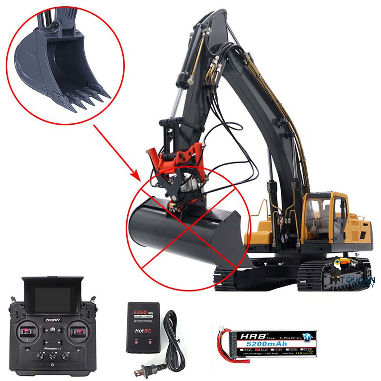 1/14 RC Hydraulic Excavator EC360 JDM V2 Upgrade Digger with Sound Light Module