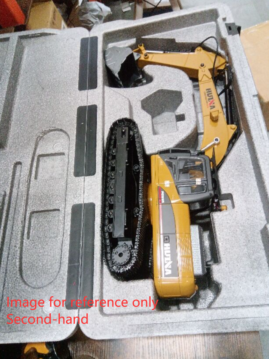 Second Hand US Stock HUINA New Upgrade 580 1/14 Metal Excavator Model Engineering Vehicle Electric Ball Grabber 360 Rotating Shear Claw Sound Lights