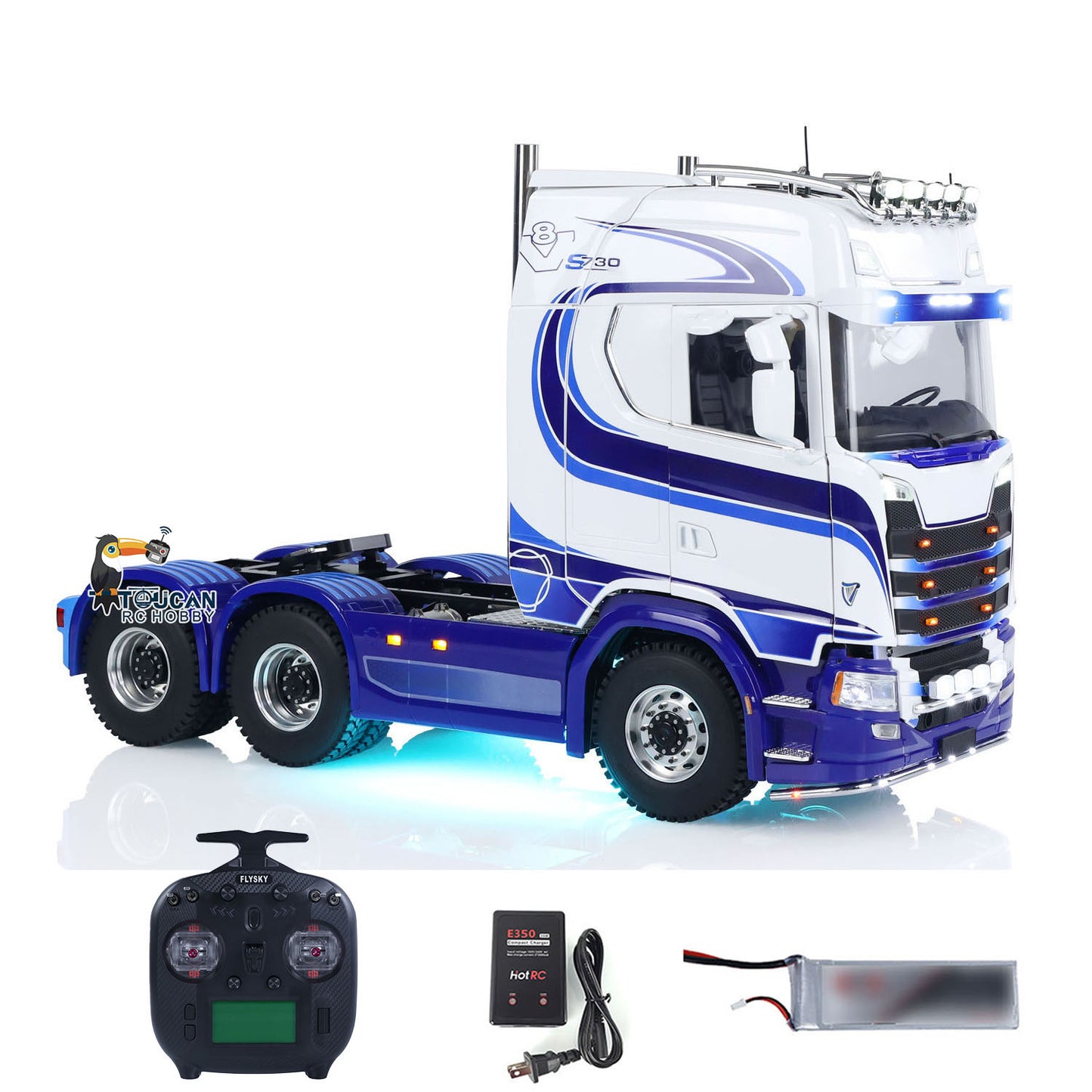 TOUCAN 770S 1/14 Remote Control Tractor Truck 2Speed RTR Model 6x6 Metal Chassis Axle Lock RC Lorry Car Flysky ST8 Radio Smoke