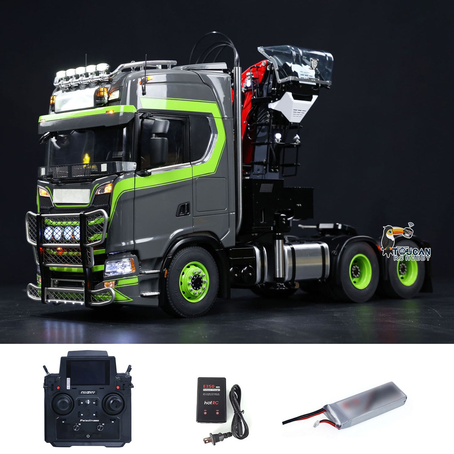 Toucan Metal 6X6 Chassis 1/14 RC Tractor Truck 770S Hydraulic Crane DIY Lorry