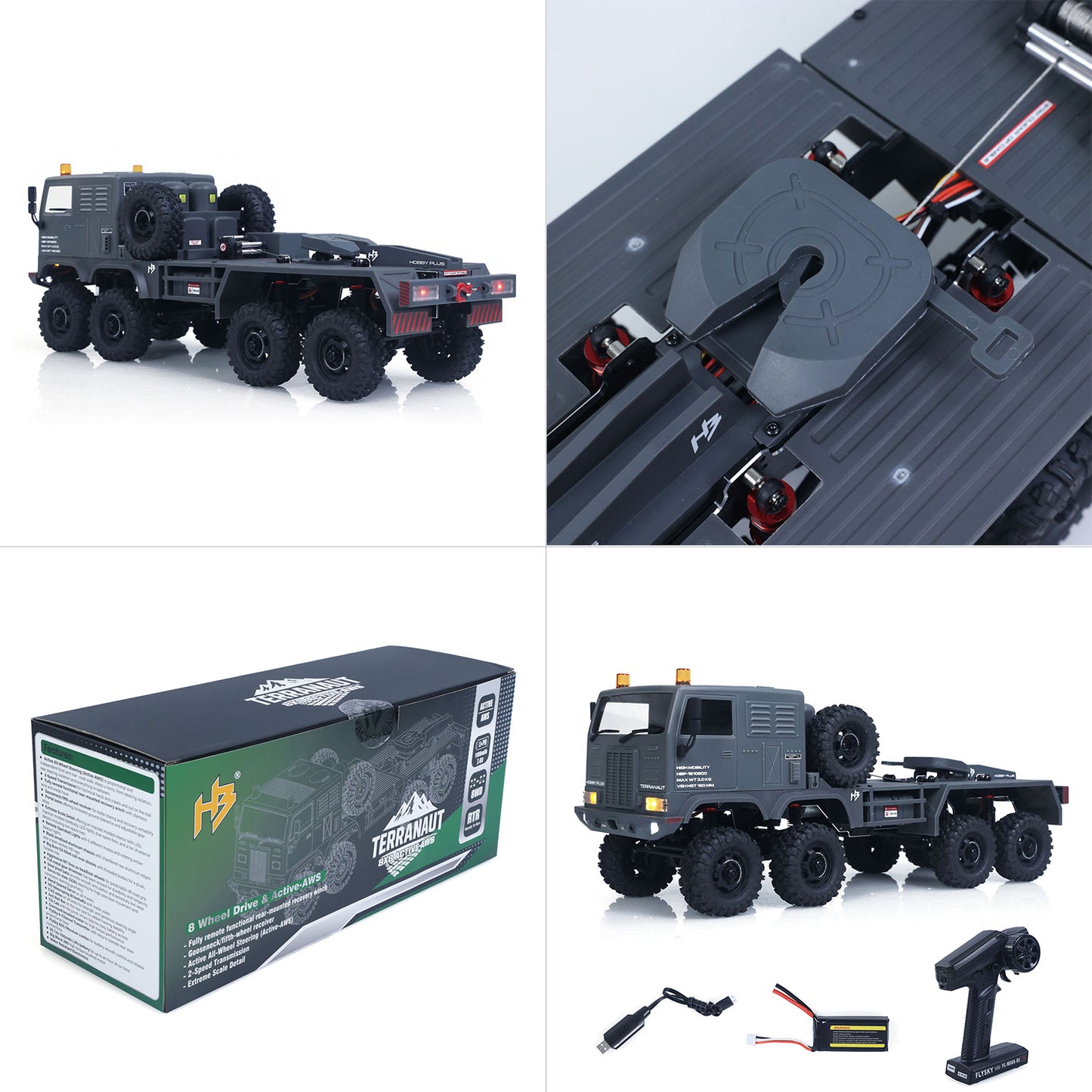 Fast Shipping RTR 1/18 Radio Control Military Truck 8*8 RC Off Road Vehicle 280 Brushed Motor Fifth Wheel Winch Metal Hook All Wheel Steering