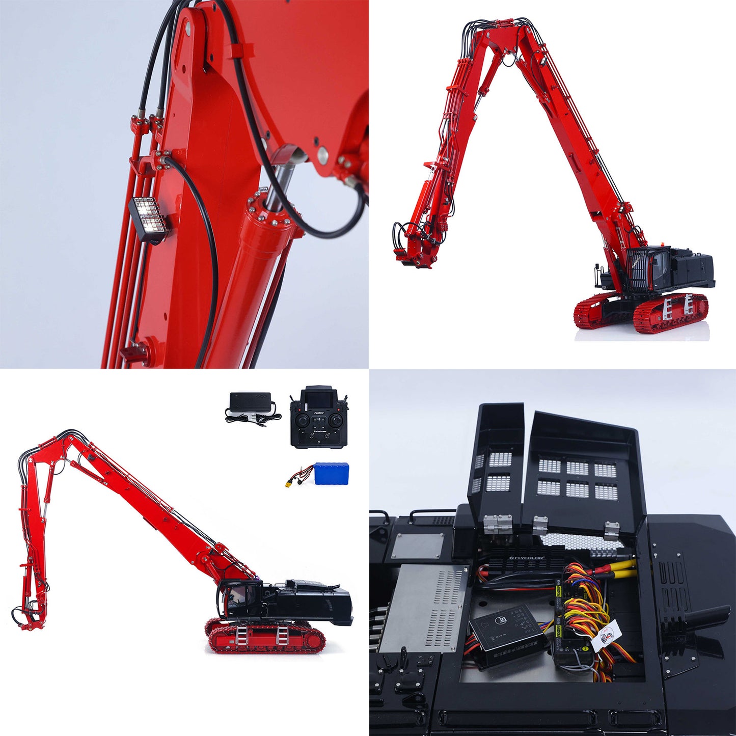 CUT 1/14 K970-300 Metal RC Hydraulic Excavators Model Remote Control Demolition Machine 5048 Brushless Motor CNC Alloy Chassis Charger Battery PL18EV Lite Light Sound