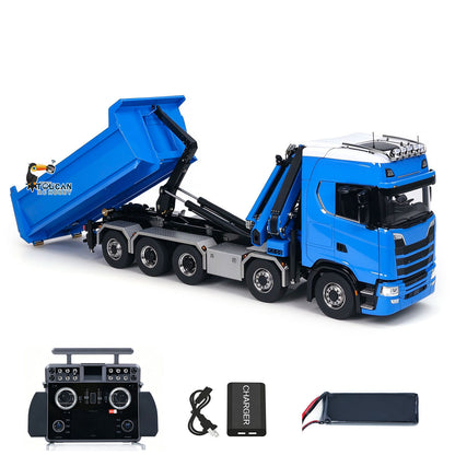 10x10 Metal Chassis 770S 1/14 RC Hydraulic Dump Truck Crane Full Tipper Machine
