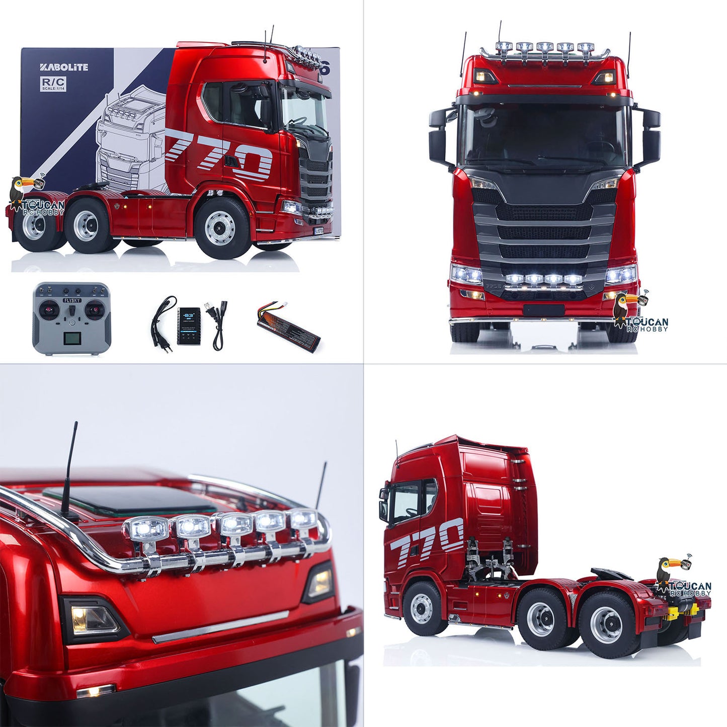 KABOLITE 1/14 770S RC Tractor Truck 6x6 Remote Control Lorry Car 2Speed Gearbox Differential Lock Battery Radio RTR Model