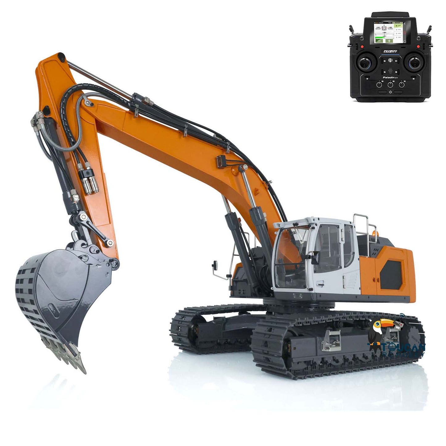 XDRC Metal 1/14 Hydraulic 945 PNP RC Tracked Excavator With 5CH Reversing Valves PL18EV Transmitter