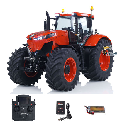 LESU 4x4 Metal 1/14 RC Hydraulic Tractor Car AOUE 1050 Radio Controlled Farm Truck Light Smoking Simulation Sound Differential