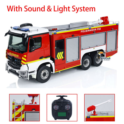 6x4 1/14 RC Fire Vehicles Metal Chassis Remote Control Fire Fighting Truck Model