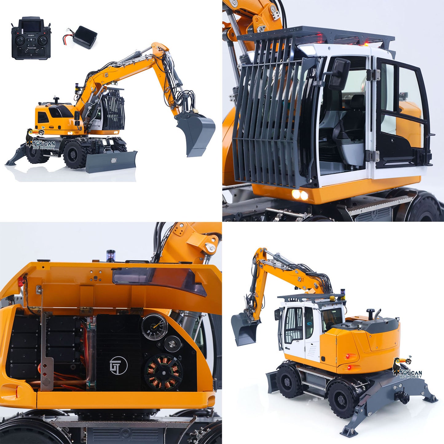 LR914 PRO MAX Metal 4WD 1/14 RC Hydraulic Wheeled Excavator 11-ways Valve RTR Radio Controlled Digger PL18EV Lite Battery Light