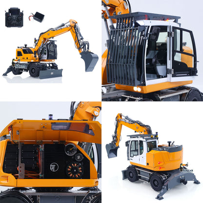 LR914 PRO MAX Metal 4WD 1/14 RC Hydraulic Wheeled Excavator 11-ways Valve RTR Radio Controlled Digger PL18EV Lite Battery Light
