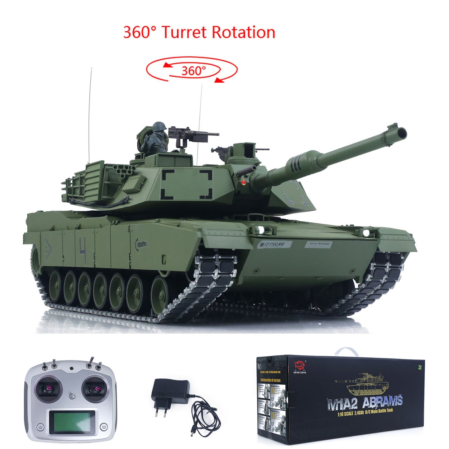 1/16 TOUCAN Remote Control Battle Tank 3918 Abrams M1A2 Metal Gearbox 360 Rotation Barrel Recoil Elevation Laser Aiming Light