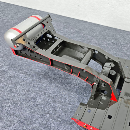 10.6Inches Width Metal 2-Axle Gooseneck Low Flatbed Trailer Sandblasted Finish for 1/14 TAMIYA Radio Controlled Tractor Truck DIY RC Model Car
