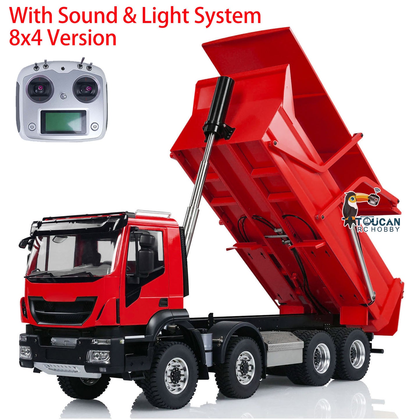 Metal 1/14 8x4 Painted Assembled PNP Hydraulic Flip-over Cover RC Truck Dumper Tipper With Light Sound System