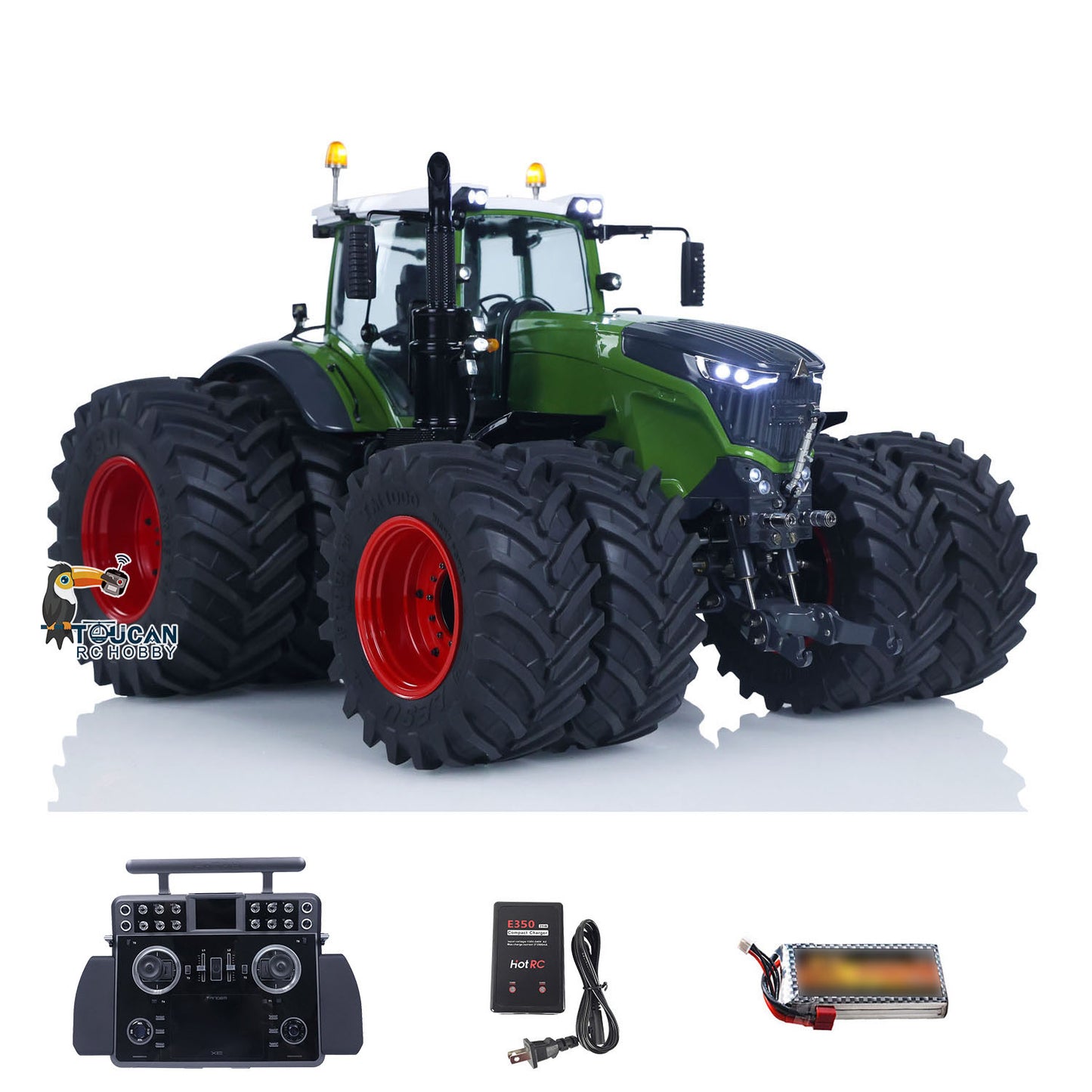 Double Wheeled LESU AOUE 1050 4x4 1/14 Metal Hydraulic RC Tractor Car Light Smoking Simulation Sound Radio Controlled Farm Truck