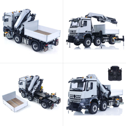 4151 AK Metal 1/14 RC Tractor Truck with Hydraulic Crane Fly Jib Arm Bucket 6*6 Remote Control Farm Car 3Speed Model Lorry Sound