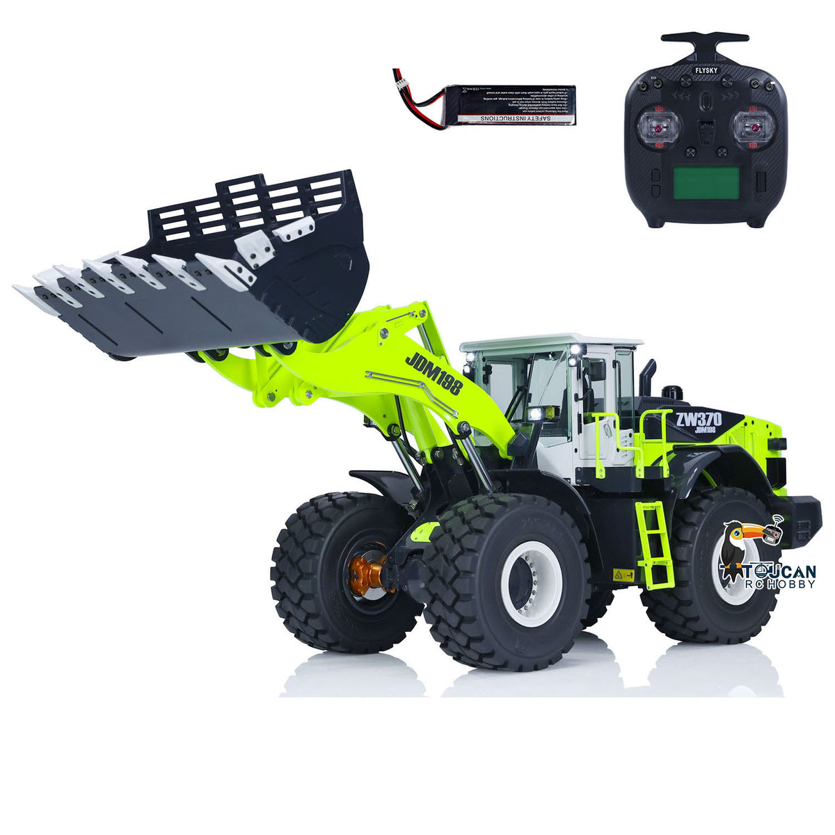 JDM 198 1/14 Hydraulic RC Wheel Loader ZW370 Metal Construction Model 4WD Diff Lock 2 Speed Gearbox Brushless Drive Sound Light