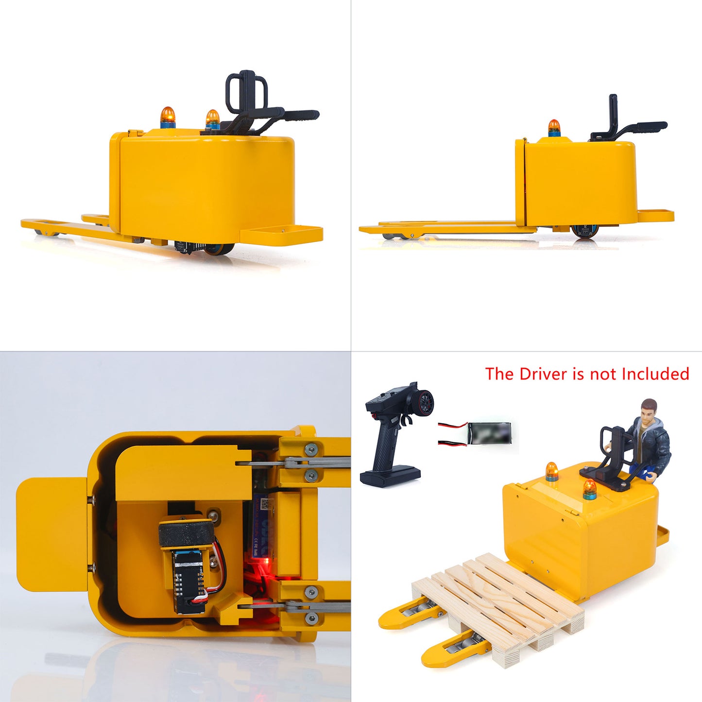 US Stock 1/14 Electric Remote Control Reach Forklift Hobbywing ESC Servo Motor Ready to Run Warehouse RC Model Collection Warning Light