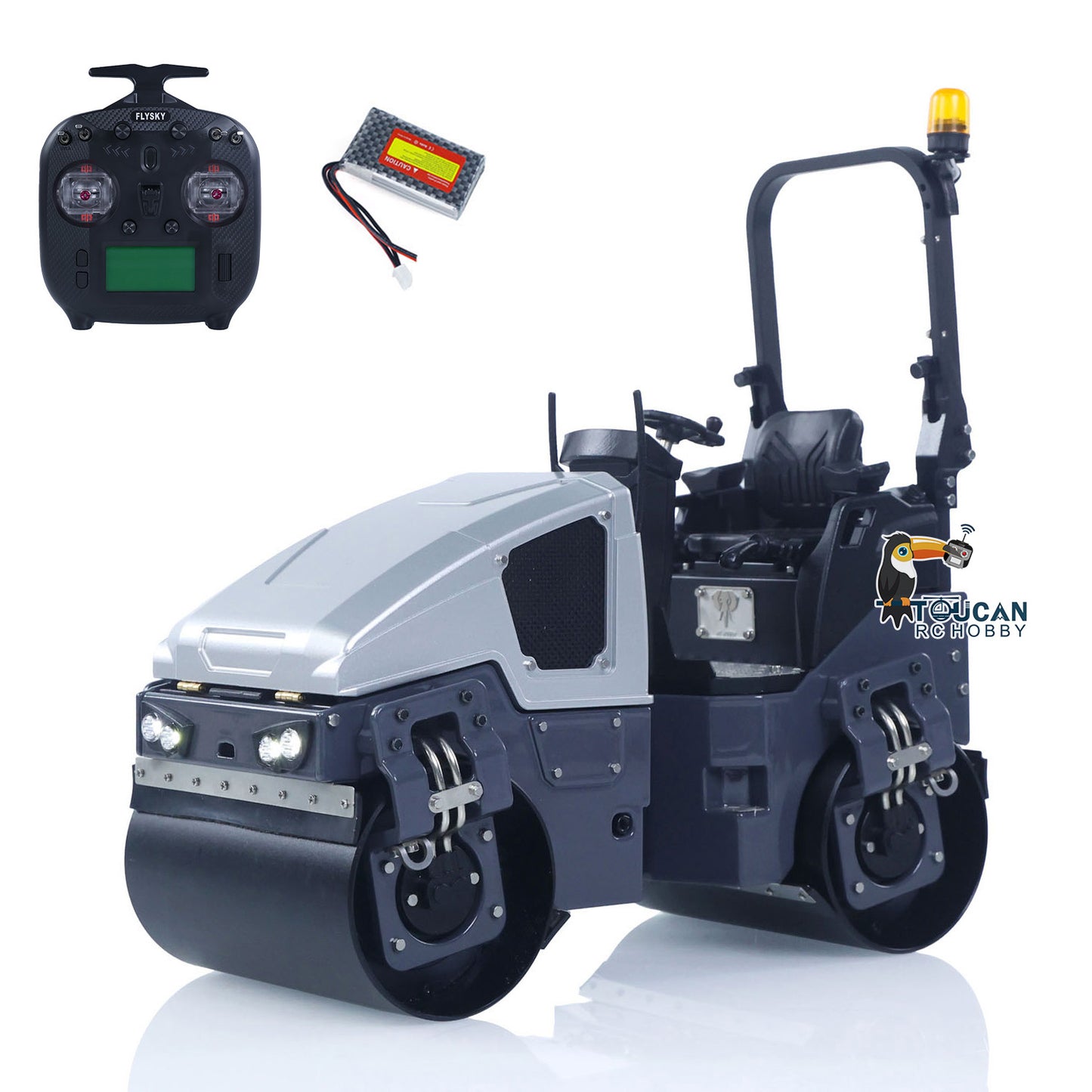 BW120AD 1/14 Metal Radio Controlled Road Roller Mini RC Construction Vehicle Finished Model Brushed ESC Battery Flysky ST8 Radio