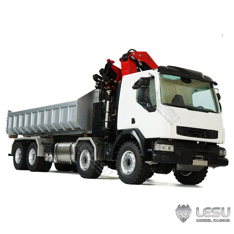 2Speed LESU Remote Control Hydraulic Roll on off Dumper Crane 1/14 RC Tipper Lock Differential Axle Metal 8X8 Chassis Gerabox