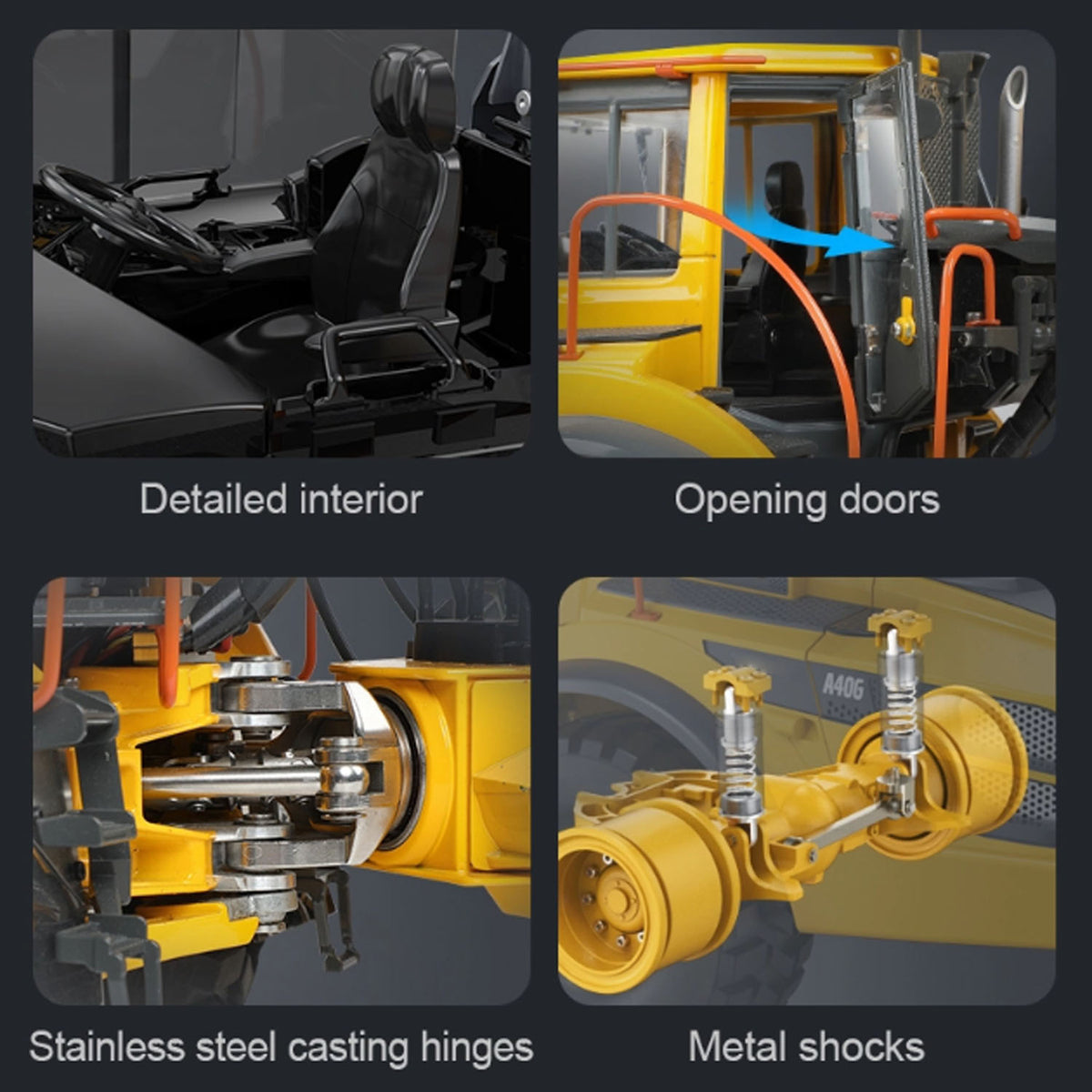 Metal DoubleE 1/16 Remote Control Articulated Dumper 6WD Electric Remote Control Truck Model 10KG Load Capacity Openable Door