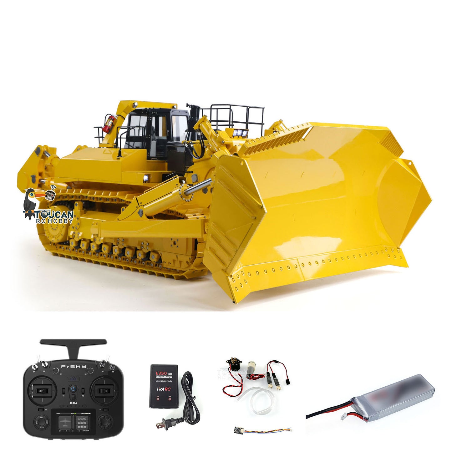 JDMODEL Metal 1/14 RC Hydraulic Bulldozer 575 Heavy Machine Huge Dozer Model Frsky X14 Radio System Mix Control Car Rear Ripper