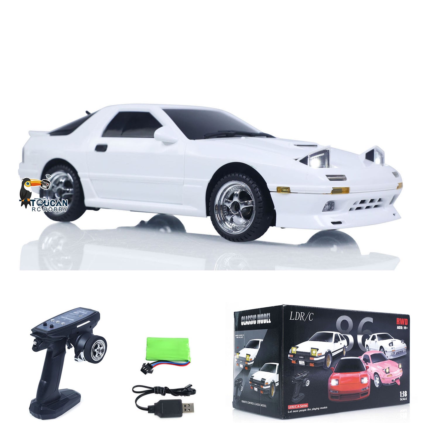 EN STOCK LDRC LD1802 1/18 4*2 RX7 RC Voiture de course RWD Gyroscope