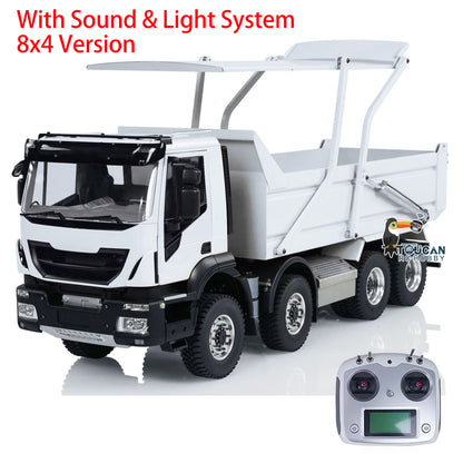 Metal 1/14 8x4 Painted Assembled PNP Hydraulic Flip-over Cover RC Truck Dumper Tipper With Light Sound System