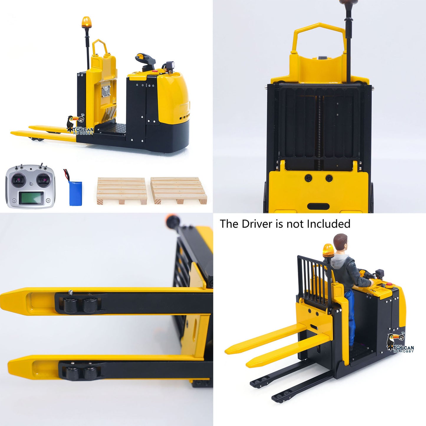 Metal 1/14 RC Electric Forklift MO55 RTR Remote Control Low Level Order Picking Truck Model Flysky Radio Battery Light Sound Ready to Run