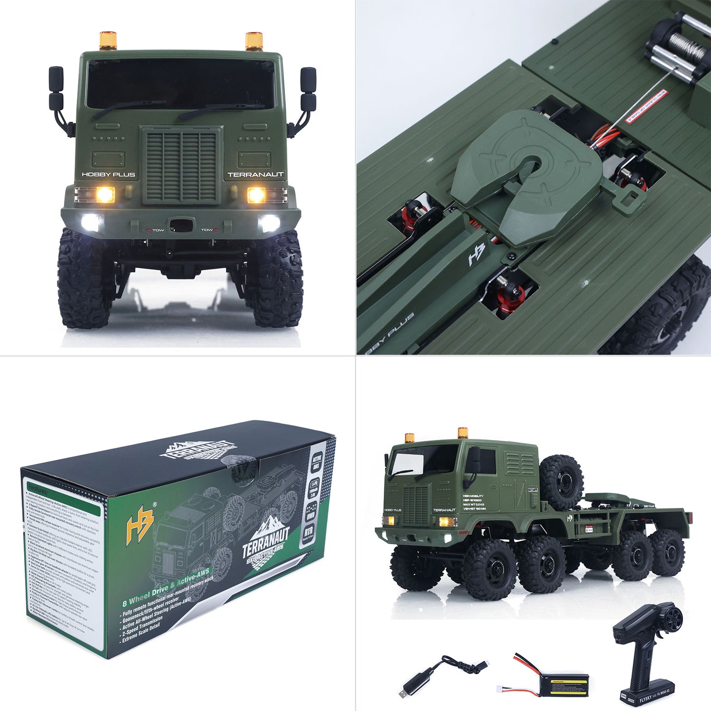 Fast Shipping 1/18 Remote Control Military Truck 8X8 All Wheel Steering Electric RC Off Road Vehicle Model 2Speed Gearbox RTR Metal Chassis