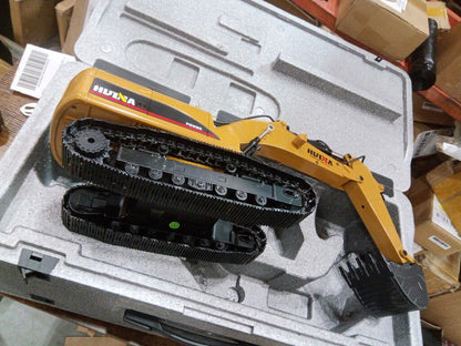 Second Hand US Stock HUINA New Upgrade 580 1/14 Metal Excavator Model Engineering Vehicle Electric Ball Grabber 360 Rotating Shear Claw Sound Lights