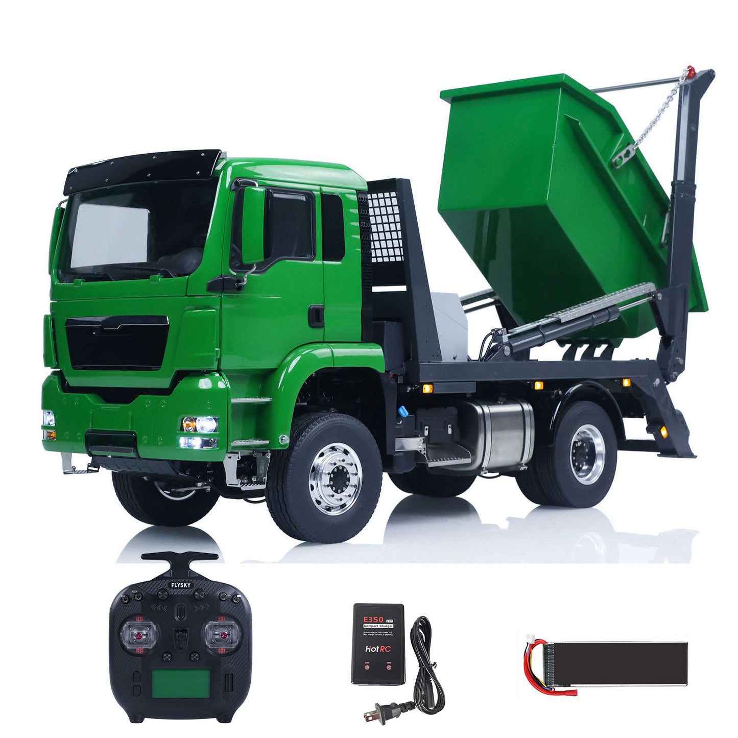 LESU 4X4 1/14 RC Hydraulic Swing Arm Garbage Truck Skip Loader TGS Paintied Car