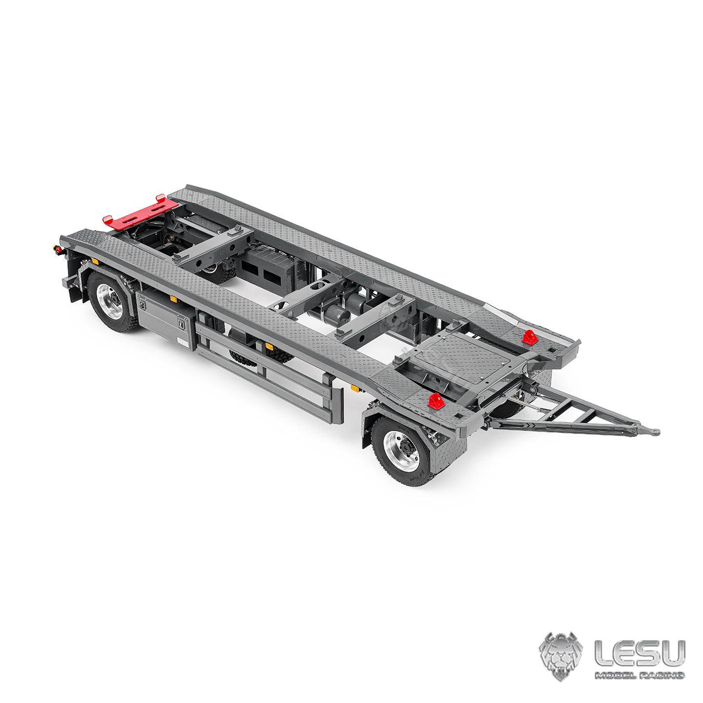 Finished 1/14 Metal RC Trailer A0065 Model Front Wheel Steerable for LESU Radio Controlled Hydraulic Roll on off Dumper Tipper