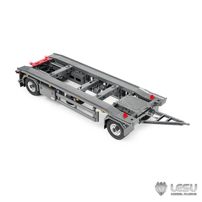 Finished 1/14 Metal RC Trailer A0065 Model Front Wheel Steerable for LESU Radio Controlled Hydraulic Roll on off Dumper Tipper
