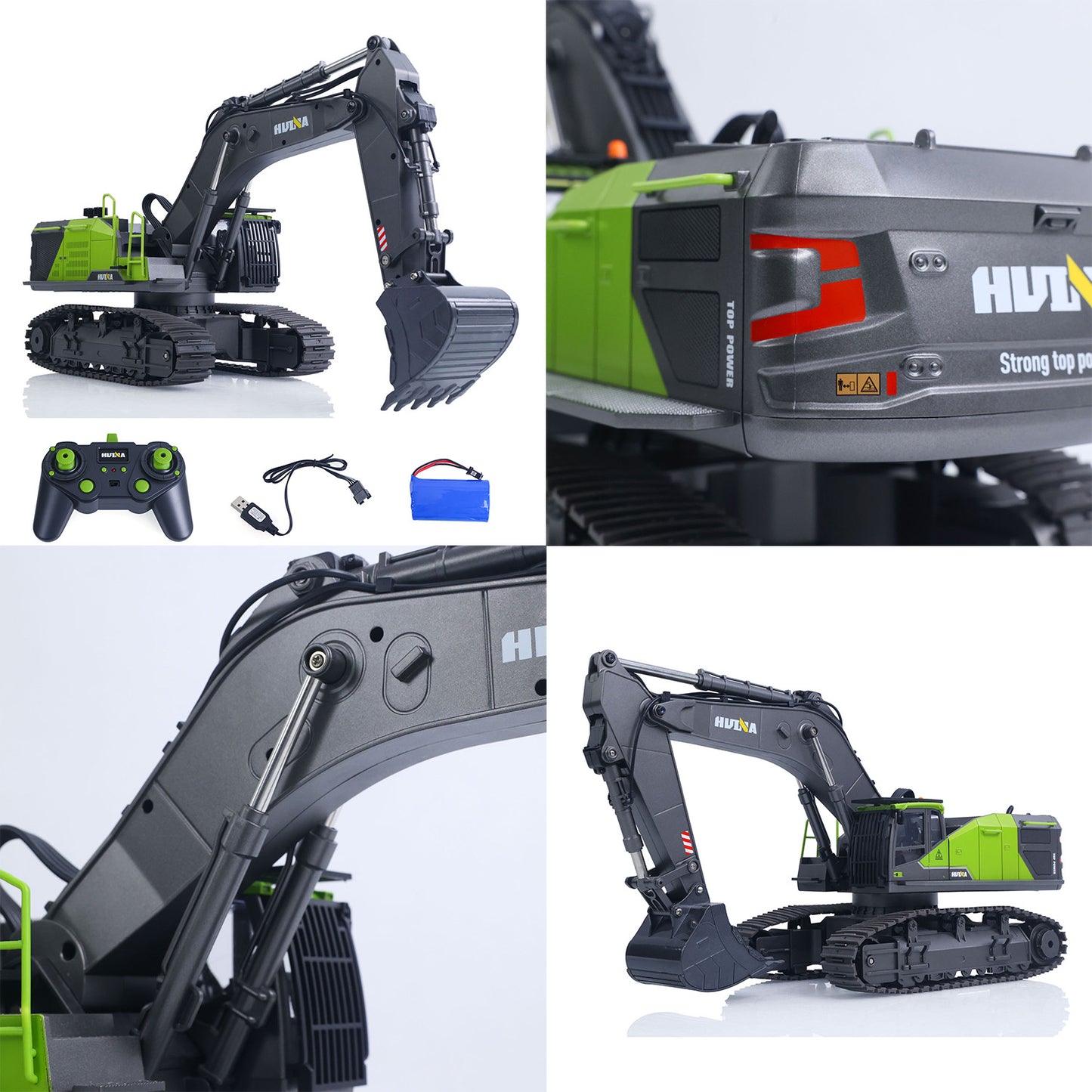US STOCK HUINA 1/14 593 Toys Model RC Excavator Car Gift Battery 2.4G Remote Control Digger
