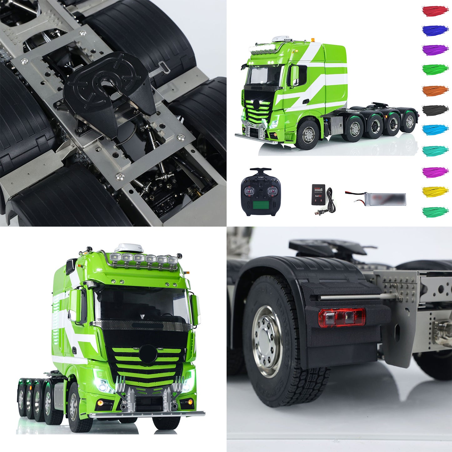 Unitru-01 3363 1/14 RC Tractor Truck Remote Control Lorry Car 10*10 Metal Chassis Smoke ST8 Radio Differential Lock RTR Light Multimedia Display Screen