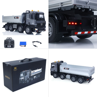 ONLY ONE US STOCK HUINA 1/14 Remote Control Dump Truck 12CH RC Tipper Finished Model Toy Gift RTR Light Sound Effects Radio USB Charging Cable