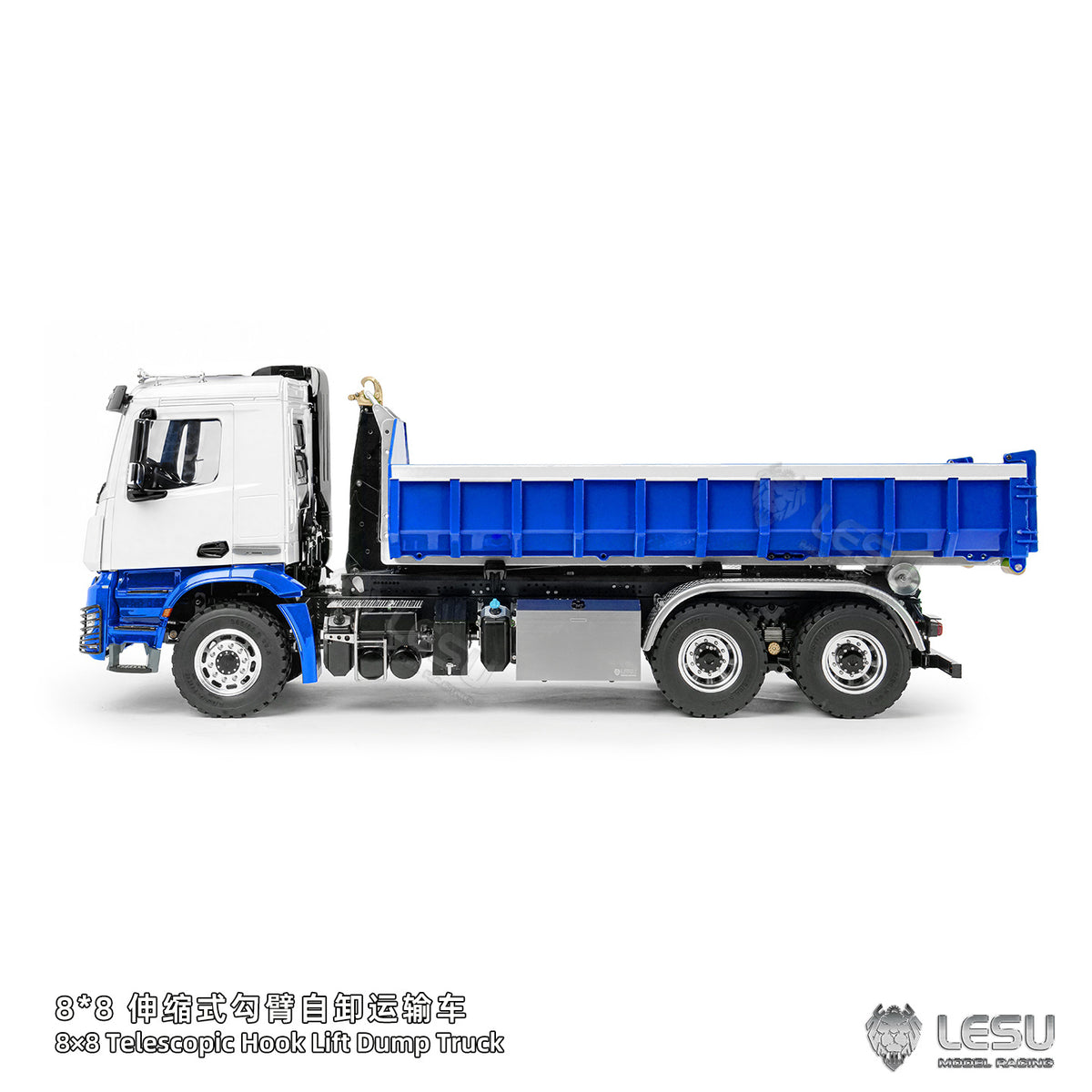 LESU Z0100/Z0092 1/14 6x6 Radio Control Metal Hydraulic Dump Truck Roll-Off RC Tipper Differential Lock Light Sound Construction Model